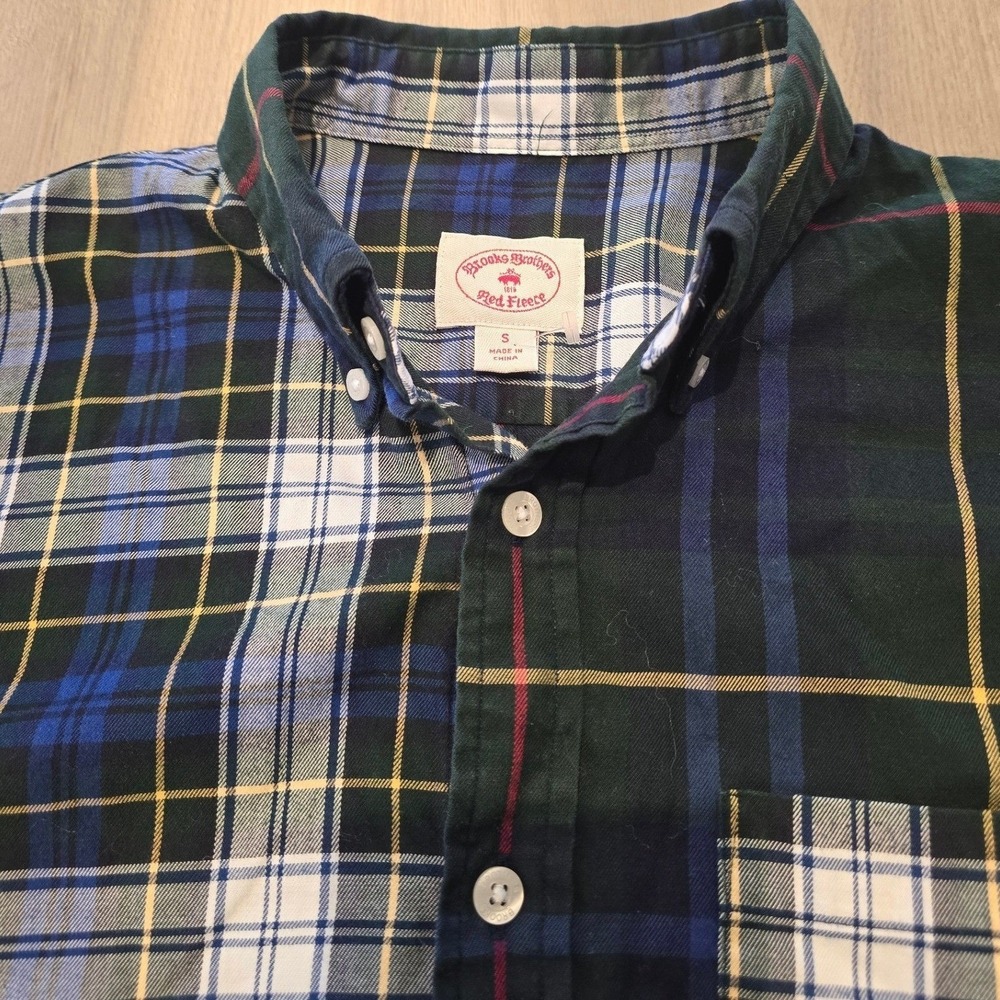 Brooks Brothers Red Fleece Mens Small Mixed Plaid Patchwork Button‎ Down Shirt S